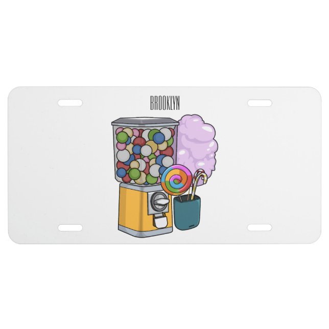 Candy cartoon illustration  license plate (Front)