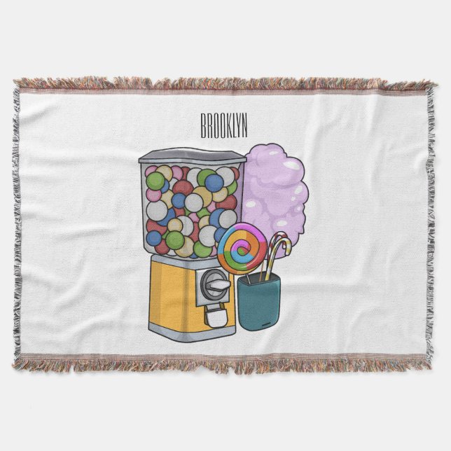 Candy cartoon illustration throw blanket (Front)