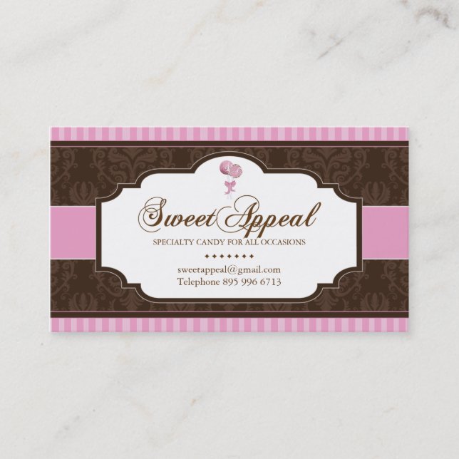 Candy Catering Business Card - CUSTOM MONOGRAM (Front)