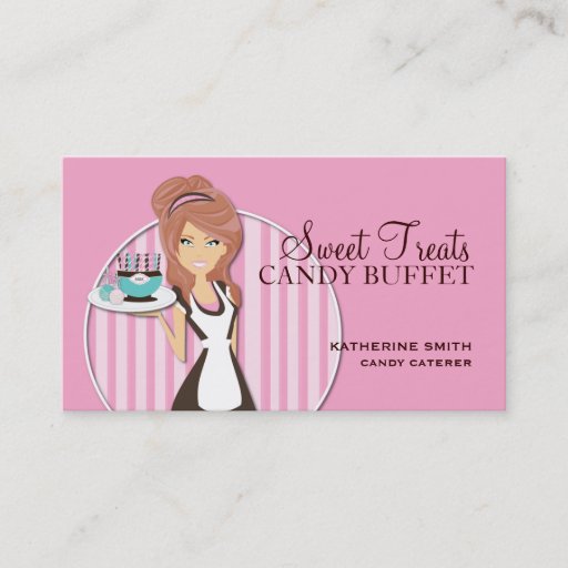 Customizable Candy Catering Business Cards