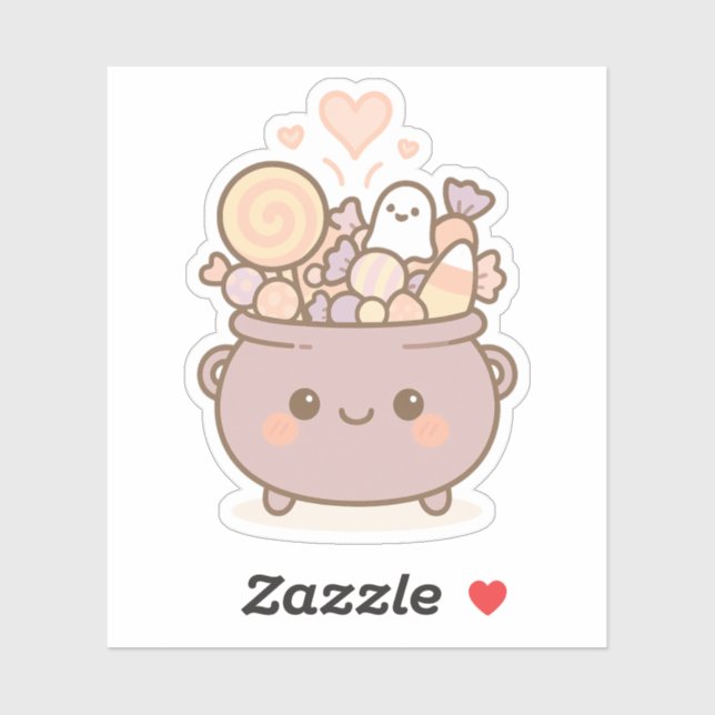 Candy Cauldron with Cute Smile Sticker (Sheet)