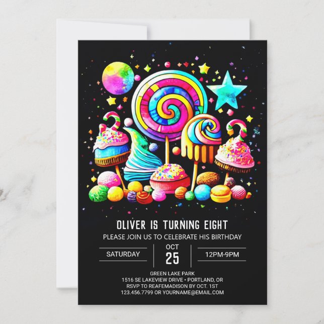 Candy Celebration Birthday Invitation (Front)