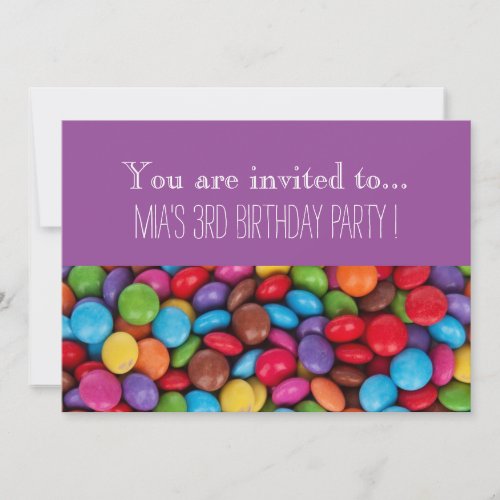 Candy chocolate kids birthday party invitation