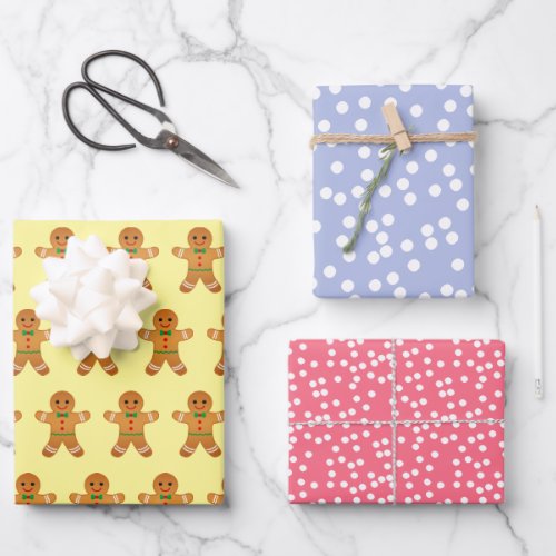 Candy Christma Fun Lavender Pink  Yellow  Wrapping Paper Sheets
