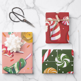 Candy Christmas Sweet Holiday Wrapping Paper Sheets
