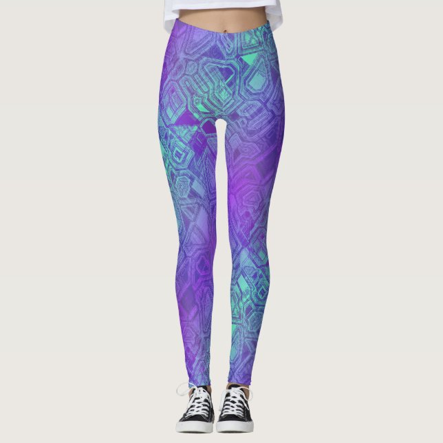 candy circuits - berry blue : leggings (Front)