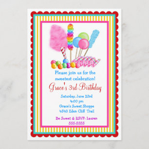 Candy Circus Invitations- with red accent Invitation