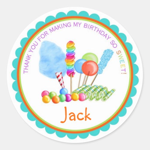 Candy Circus Stickers_ boy colors Classic Round Sticker