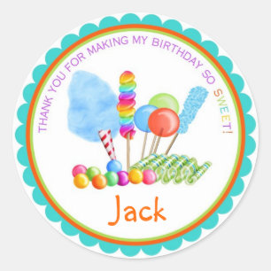 Candy Circus Stickers- boy colors Classic Round Sticker