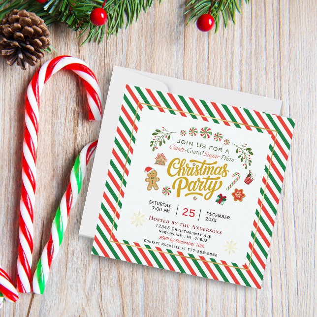 Candy Coated Sugar Plum Christmas Party Invitation (Creator Uploaded)