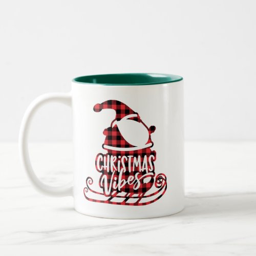 Candy Coffee Merry Christmas Plaid Santa Sleigh Two_Tone Coffee Mug