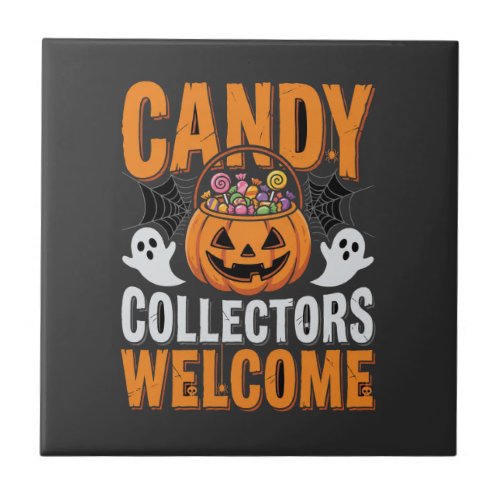 Candy Collectors Welcome Halloween Pumpkin Ceramic Tile