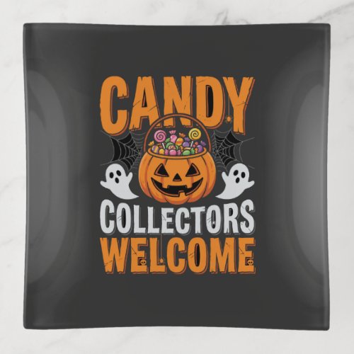 Candy Collectors Welcome Halloween Pumpkin Trinket Tray