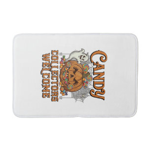 Candy Collectors Welcome Pumpkin Ghost Spider Web Bath Mat