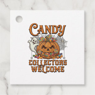Candy Collectors Welcome Pumpkin Ghost Spider Web Favor Tags
