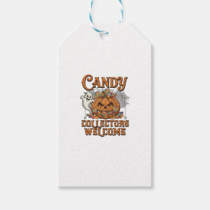 Candy Collectors Welcome Pumpkin Ghost Spider Web Gift Tags