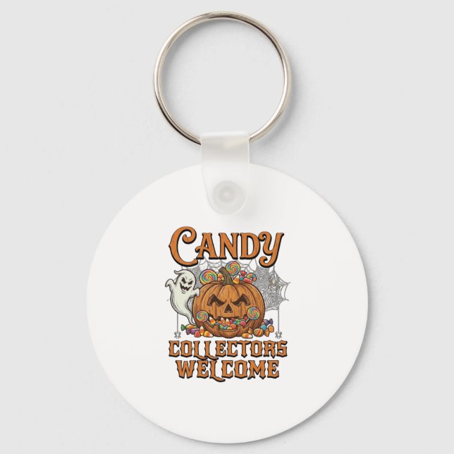 Candy Collectors Welcome Pumpkin Ghost Spider Web Keychain (Front)