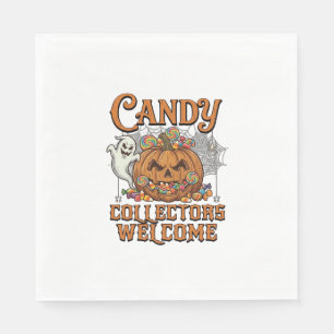 Candy Collectors Welcome Pumpkin Ghost Spider Web Napkins