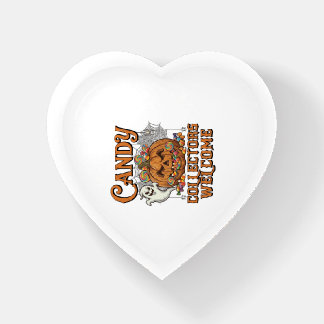 Candy Collectors Welcome Pumpkin Ghost Spider Web Paperweight