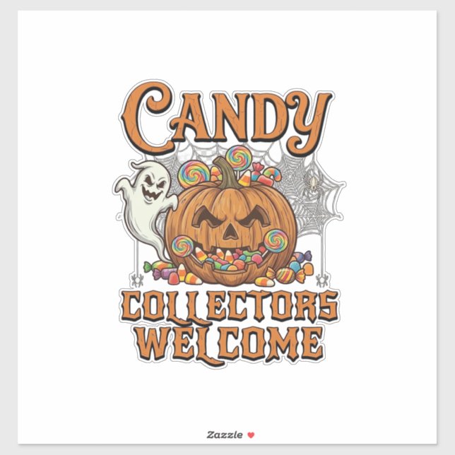 Candy Collectors Welcome Pumpkin Ghost Spider Web Sticker (Sheet)