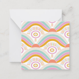Candy Color Sunburst and Rainbows Note Card