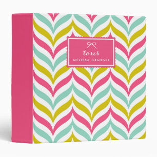 Candy Colored Chevron Waves Pattern Personalized Binder