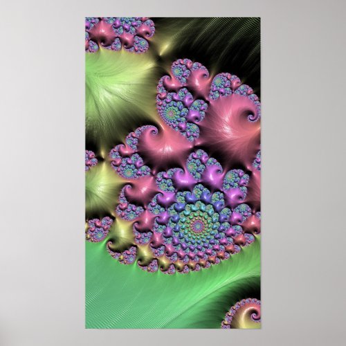 Candy Colored Clam Shells Fractal Abstract Art Poster