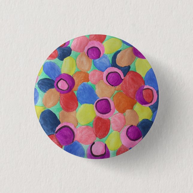 Candy Colored Flowers Badge Button (Front)