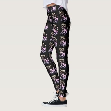 Candy colored kitten pattern leggings