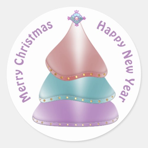 Candy_colored Shiny Christmas Tree Classic Round Sticker
