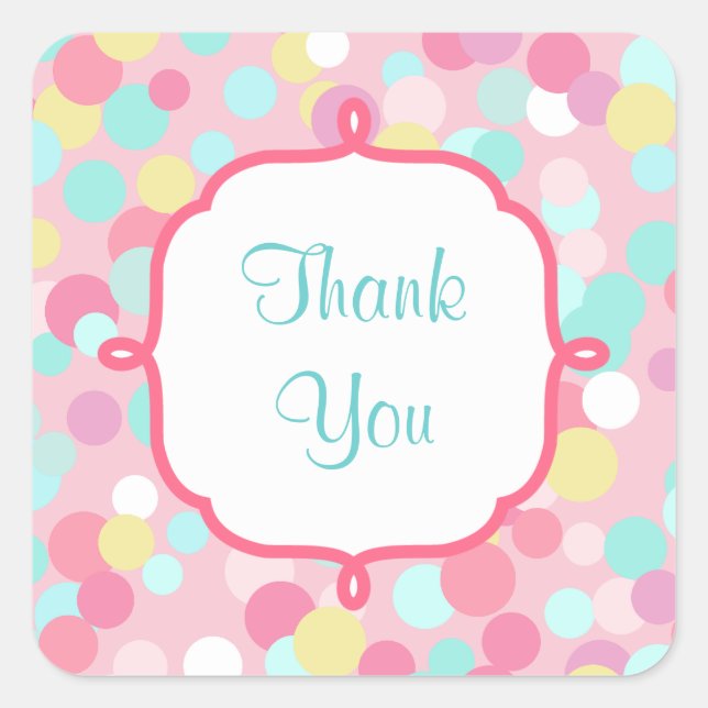 Candy Colored Thank You Stickers (Front)