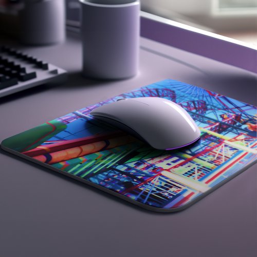 Candy Colored Vintage Rollercoaster Mouse Pad