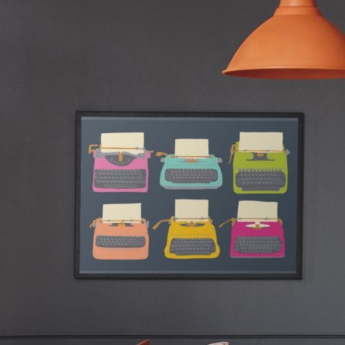 Candy Colored Vintage Typewriters Illustrations Poster