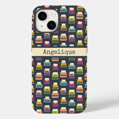 Candy Colored Vintage Typewriters Patterned Case_Mate iPhone 14 Case