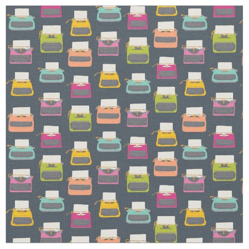 Candy Colored Vintage Typewriters Patterned  Fabric