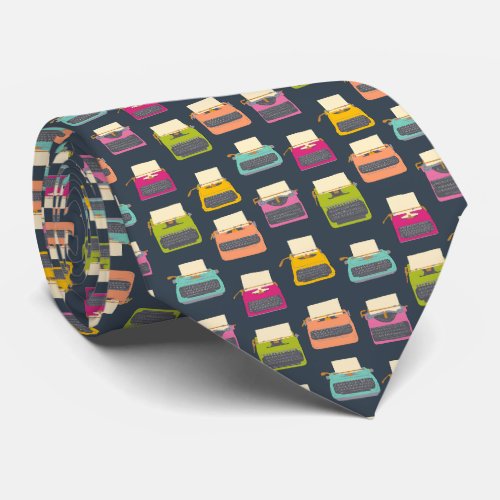 Candy Colored Vintage Typewriters Patterned  Neck Tie