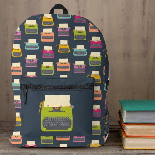 Candy Colored Vintage Typewriters Patterned  Printed Backpack