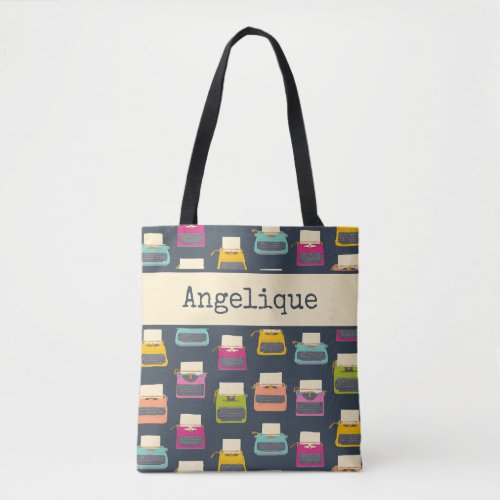 Candy Colored Vintage Typewriters Patterned  Tote Bag