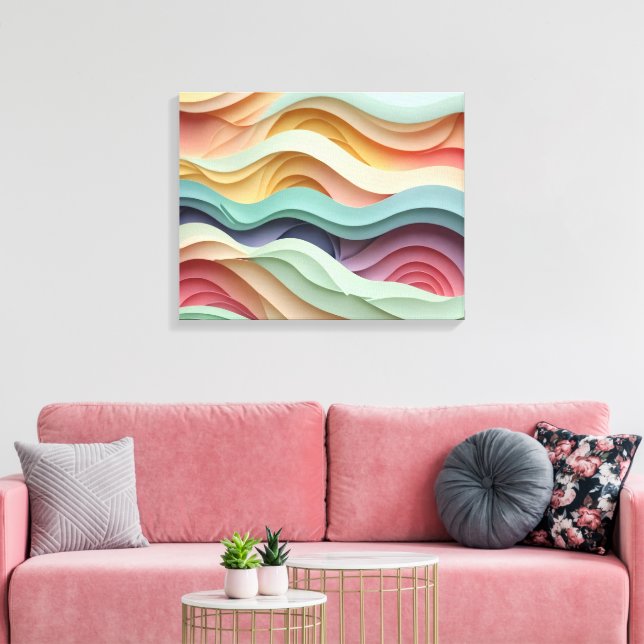 Candy Colored Wavy Stripes Canvas Print (Insitu(LivingRoom))