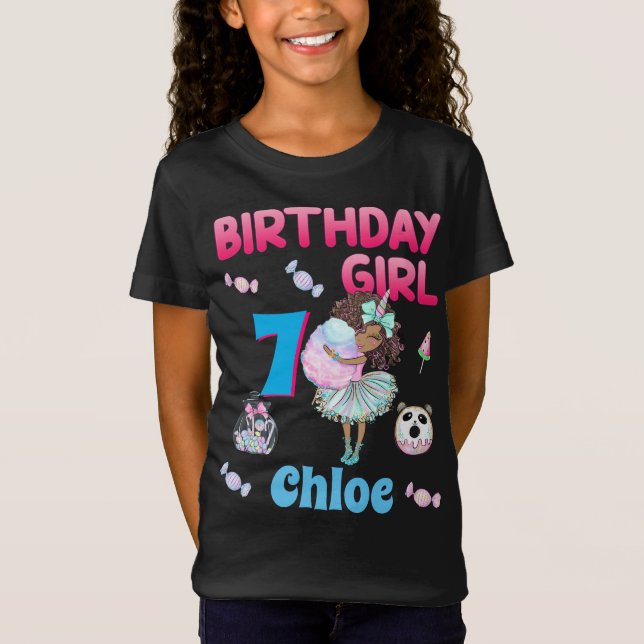 Candy Colorful Birthday Afro America Girl Sweet T-Shirt (Front)