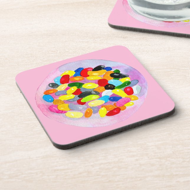 Candy colorful sweet jelly lollies beverage coaster (Left Side)