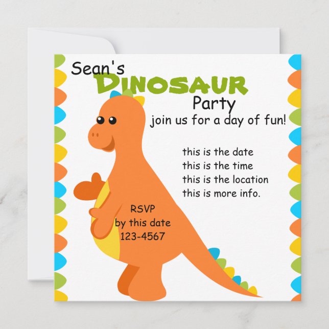 Candy Colors Dino Invitation (Front)