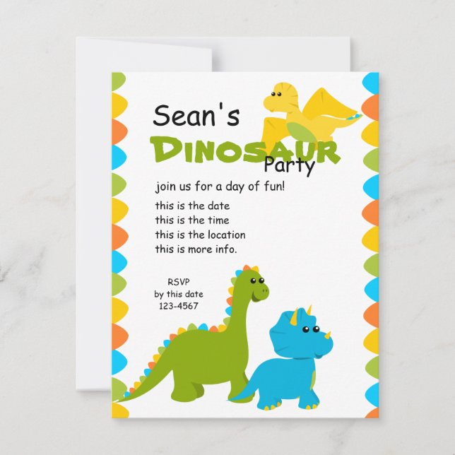 Candy Colors Dino Invitation (Front)