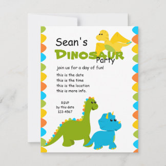 Candy Colors Dino Invitation