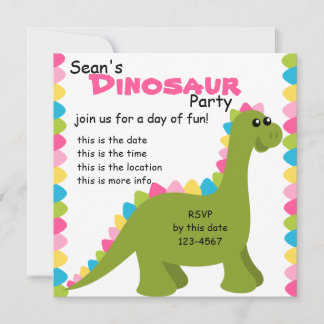 Candy Colors Dino Invitation