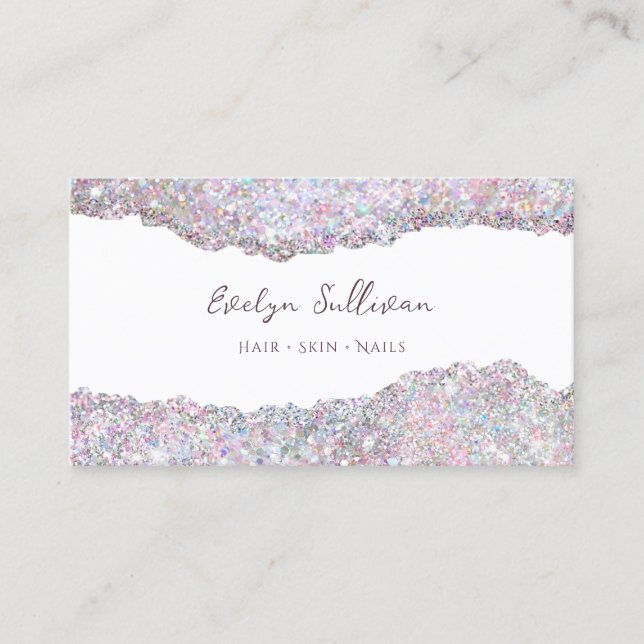 candy colors glitter on white business card (Front)