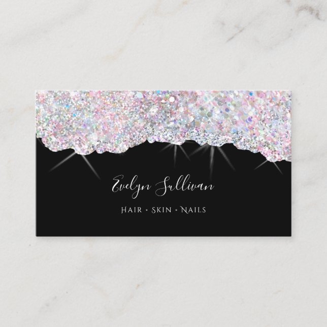 candy colors glitter texture business card (Front)
