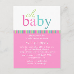 Candy Colors Pink • Baby Shower Invitation Postcard