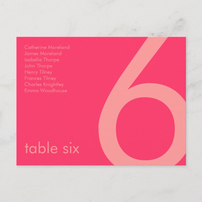 Candy Colors Pink Guest Seating Postcard (Front)