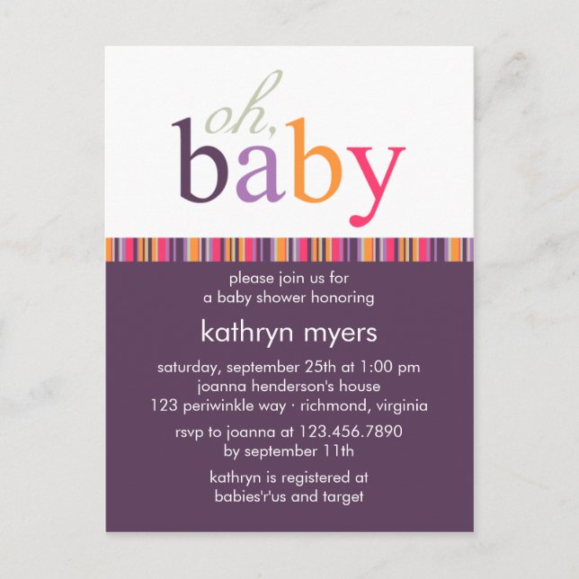 Candy Colors Purple • Baby Shower Invitation (Front)
